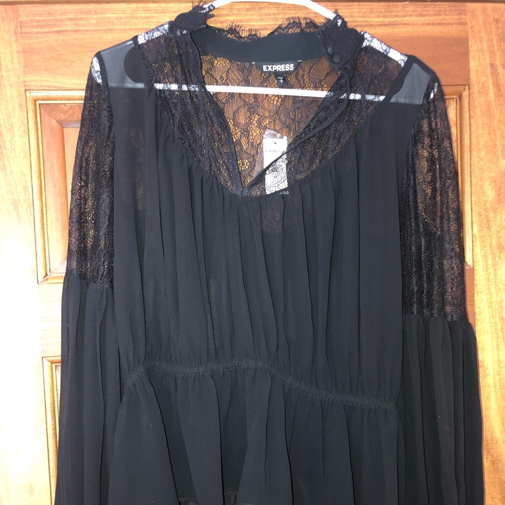 NWT Express black lace detail blouse